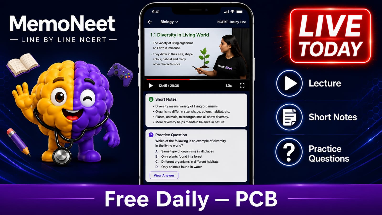MemoNeet - FREE NEET 2027 PCB Daily Bytes